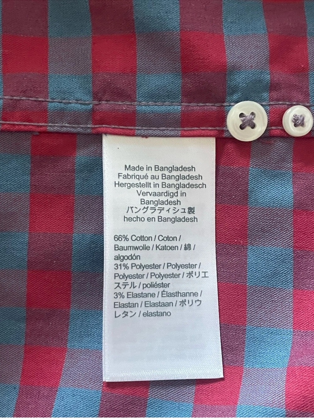 J.Crew Men's Large (L) Slim Fit Red/Blue Gingham Pattern Button-Up Shirt - Picture 8 of 8